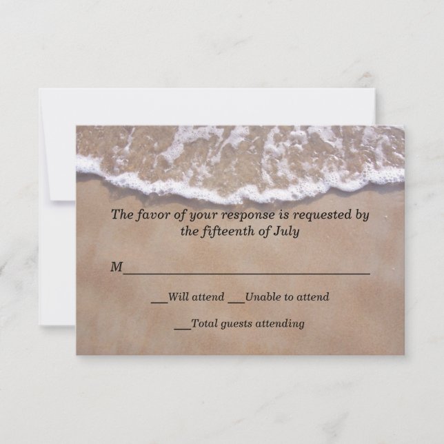 Tarjeta de respuesta del Boda del tema de la playa (Anverso)