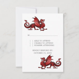Tarjeta de respuesta del Boda Dragon Rojo