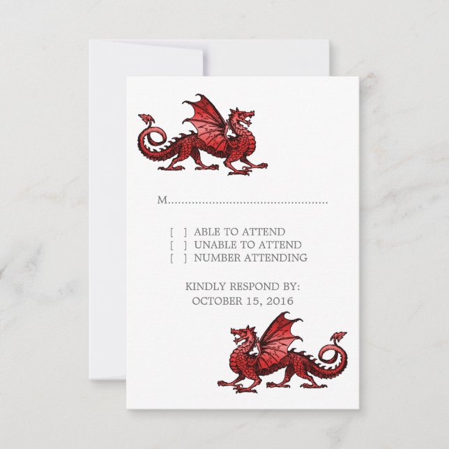 Tarjeta de respuesta del Boda Dragon Rojo (Anverso)