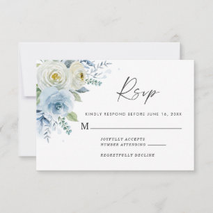 Tarjeta de respuesta del Boda Floral Azul Dusty