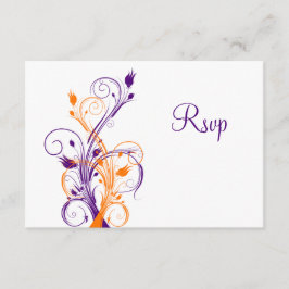 Tarjeta de respuesta del Boda floral blanco morado