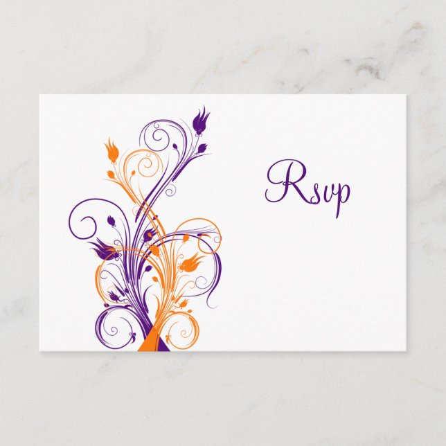 Tarjeta de respuesta del Boda floral blanco morado (Anverso)