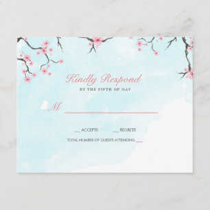 Tarjeta de respuesta del boda Flores de cerezo a