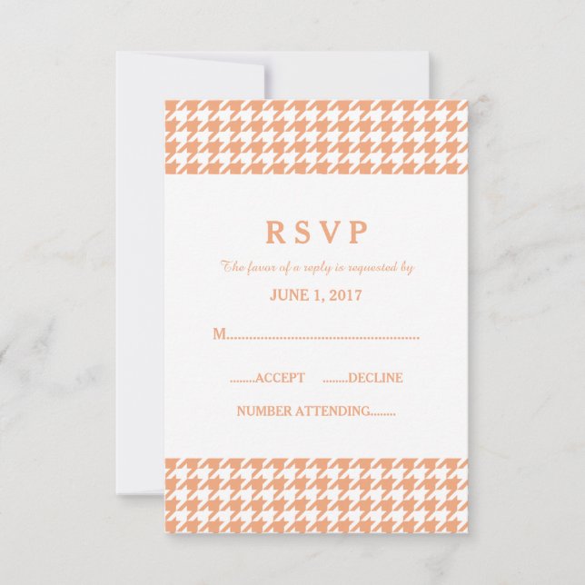 Tarjeta de respuesta del Boda Houndstoth naranja (Anverso)