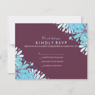 Tarjeta de respuesta del Boda KINDA BLUE FLOWERS