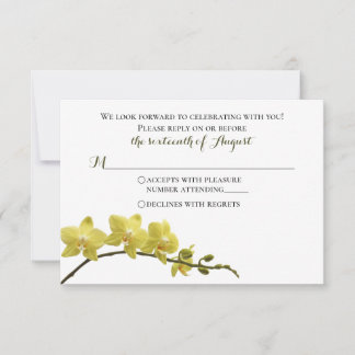 Tarjeta de respuesta del Boda Orquídea Amarillo