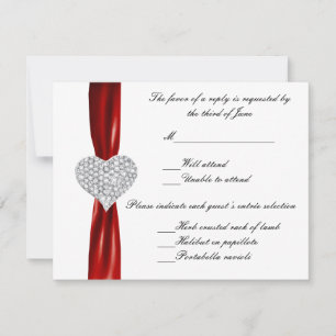 Tarjeta de respuesta del Boda rojo del corazón del