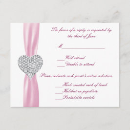 Tarjeta de respuesta del Boda rosa del corazón de