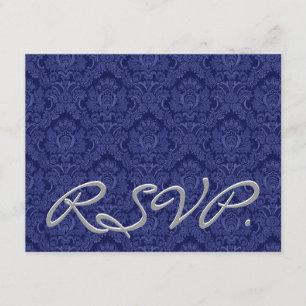 Tarjeta de respuesta del Boda RSVP de Damask Royal