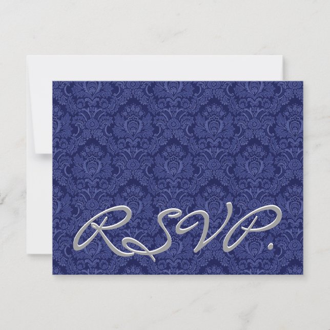 Tarjeta de respuesta del Boda RSVP de Damask Royal (Anverso)