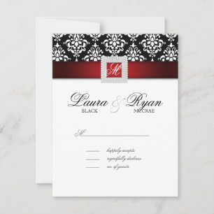 Tarjeta de respuesta del Boda RSVP Jewel blanco ro