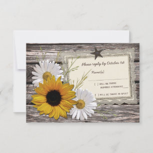 Tarjeta de respuesta del Boda Rústico del Sunflowe