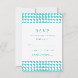 Tarjeta de respuesta del Boda Turquoise Houndstoth