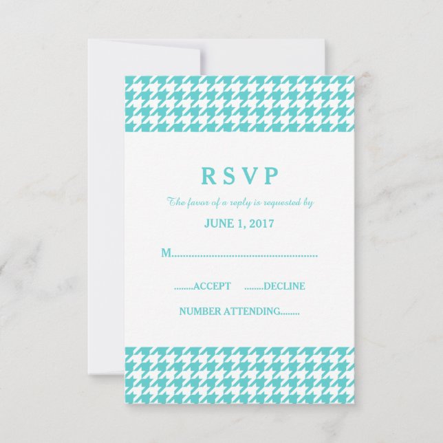 Tarjeta de respuesta del Boda Turquoise Houndstoth (Anverso)