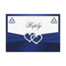 Tarjeta de respuesta del nudo de amor celta en azu