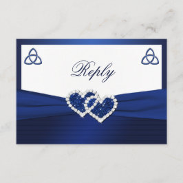 Tarjeta de respuesta del nudo de amor celta en azu