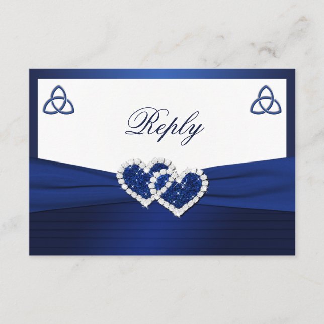 Tarjeta de respuesta del nudo de amor celta en azu (Anverso)