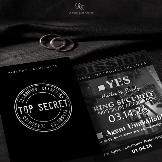 Tarjeta de respuesta del portador de anillo (Top-secret response card for your Ring Security. Mission accepted or agent on another assignment.)