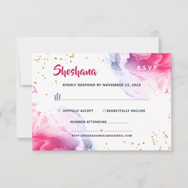 Tarjeta de respuesta del Purpurina de color de agu (Anverso)