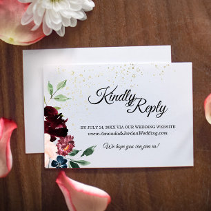 Tarjeta de respuesta del sitio web de la boda de C