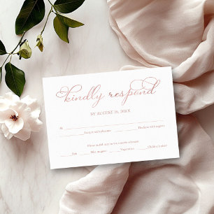 Tarjeta de respuesta delicada de boda con escritur