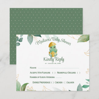 Tarjeta de respuesta Dino Egg Baby Shower