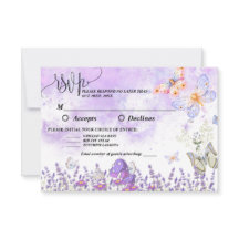 Tarjeta de respuesta DIY elegante de mariposa dora