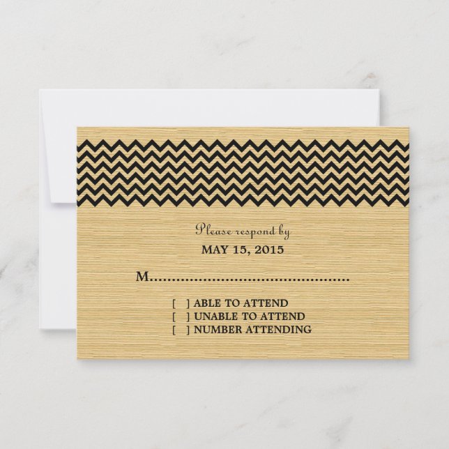 Tarjeta de respuesta Ebony Rustic Chevron (Anverso)