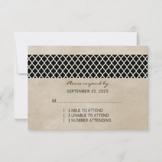 Tarjeta de respuesta Ebony Rustic Quatrefoil