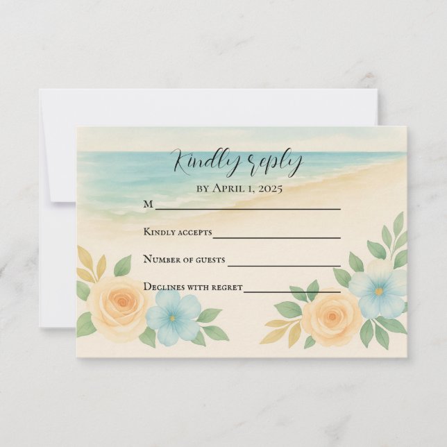 Tarjeta de respuesta económica de flores de playa (Anverso)