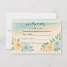 Tarjeta de respuesta económica de flores de playa