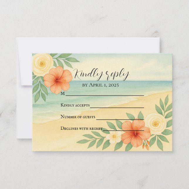 Tarjeta de respuesta económica de flores de playa (Anverso)