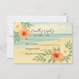 Tarjeta de respuesta económica de flores de playa