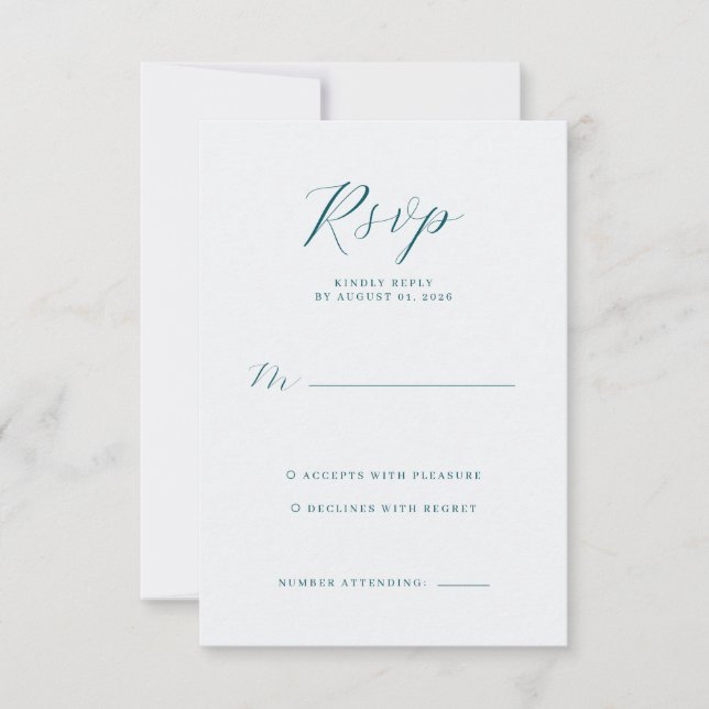Tarjeta de Respuesta Elegant Mint (Anverso)
