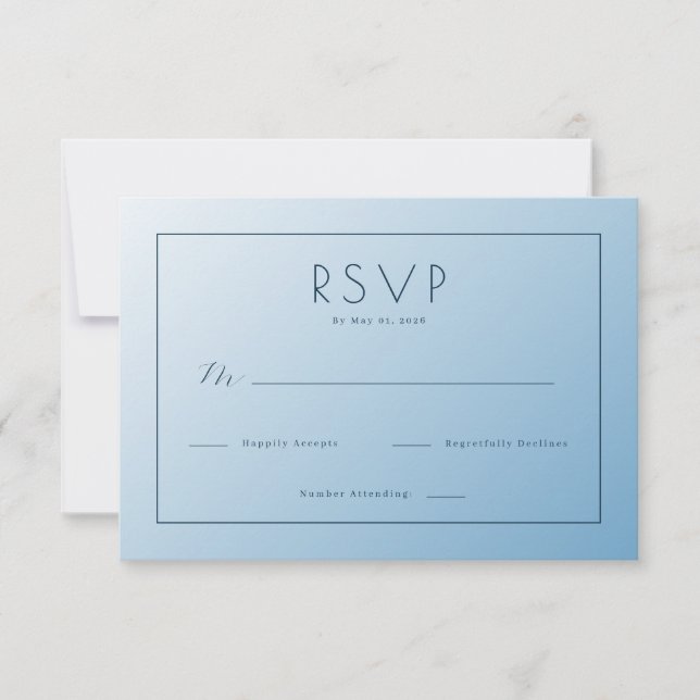 Tarjeta de respuesta elegante azul (Anverso)