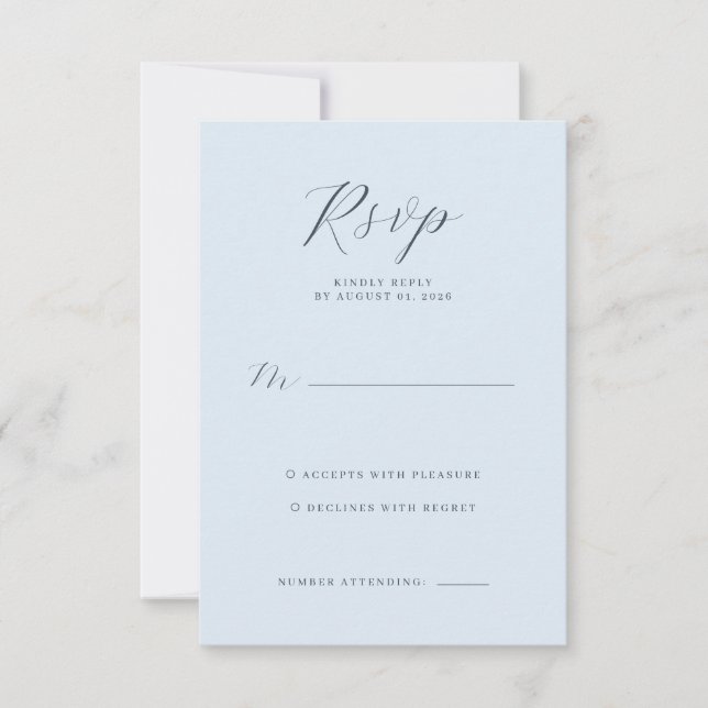 Tarjeta de Respuesta Elegante Azul (Anverso)