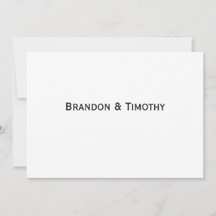 Tarjeta de respuesta elegante blanca para boda gay