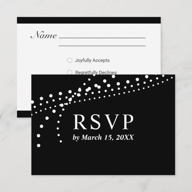 Tarjeta de respuesta elegante con puntos en negro  (Anverso / Reverso)