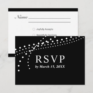 Tarjeta de respuesta elegante con puntos en negro 