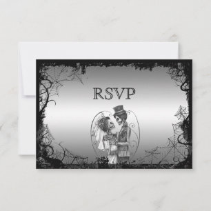 Tarjeta de respuesta elegante de boda de Halloween