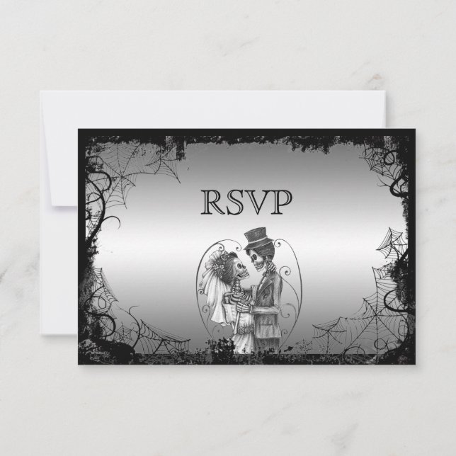 Tarjeta de respuesta elegante de boda de Halloween (Reverso)