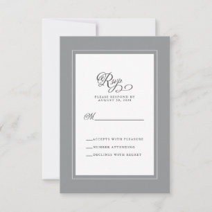 Tarjeta de respuesta elegante de boda en Gris defi