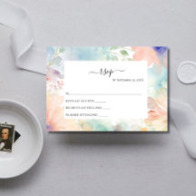 Tarjeta de respuesta elegante de boda floral acuar