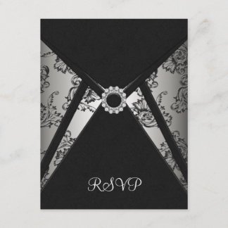 Tarjeta de respuesta elegante de damasco negro