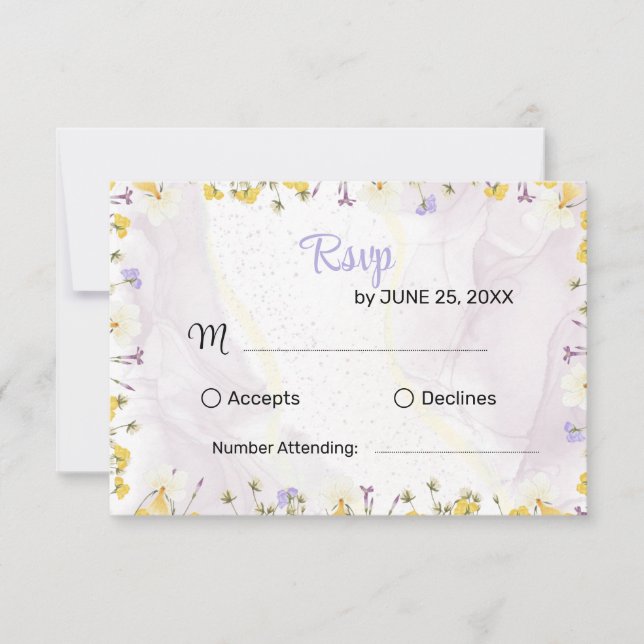 Tarjeta de respuesta elegante de flores primaveral (Anverso)