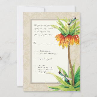 Tarjeta de respuesta elegante de Fritillaria y Dra