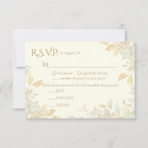 Tarjeta de respuesta elegante de marfil inspirada 