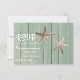 Tarjeta de respuesta elegante de playa con estrell