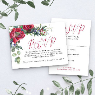 Tarjeta de respuesta elegante de quinceañera con r