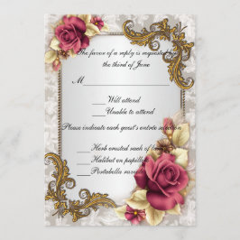 Tarjeta de respuesta elegante de rosas rojas